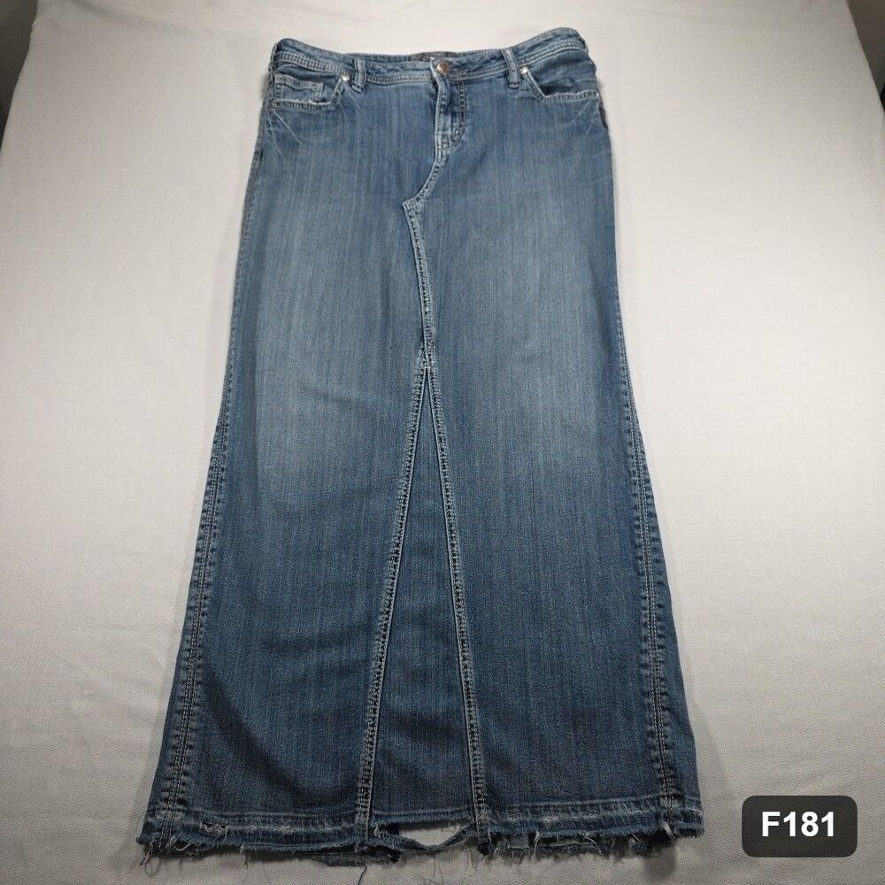 Silver Jeans Co Womens Maxi Skirt Size 31 Medium Blue Cotton Button Front